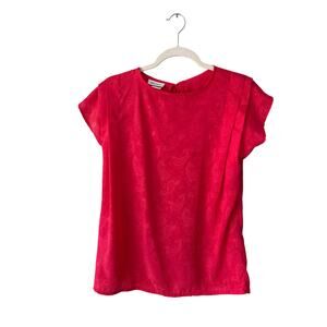 VTG Nicola Red Button Front Cap Sleeve Blouse 8 Made in the USA